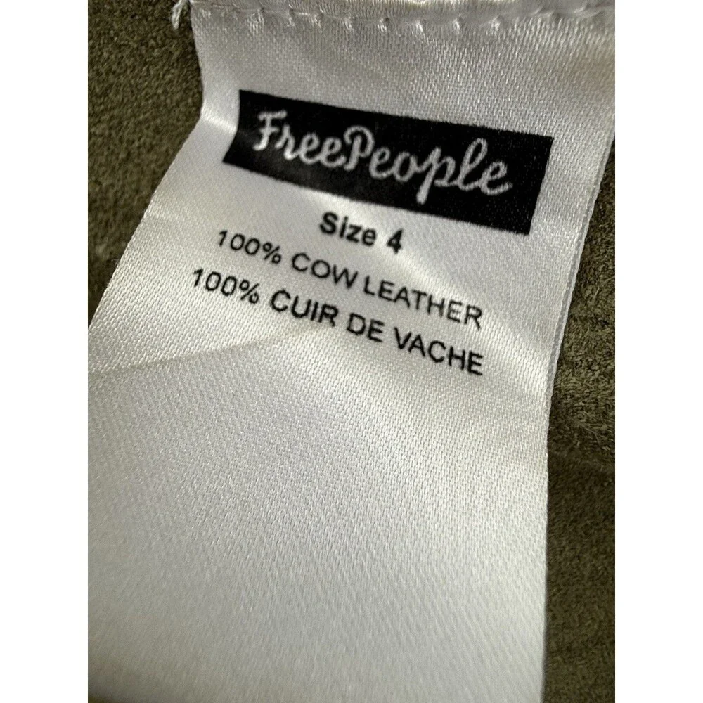 Free People Suede Mini Dress Women Sz 4 Green Genuine Suede Boho Festival GUC - Picture 7 of 14